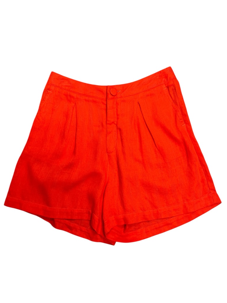 Ela High-Waist Orange Women's Linen Blend Shorts Size 8